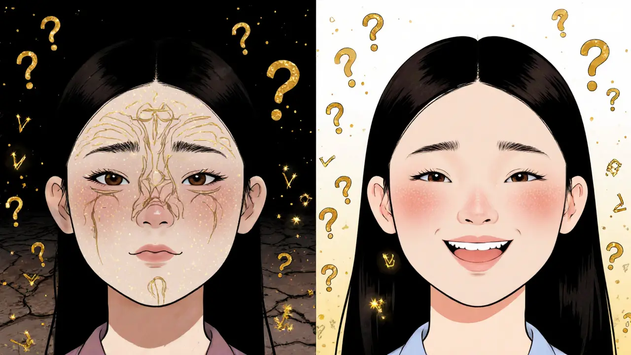 Сравнение до и после: с одной стороны — уставшее лицо с глубокими складками, с другой — свежее, естественное омоложение.