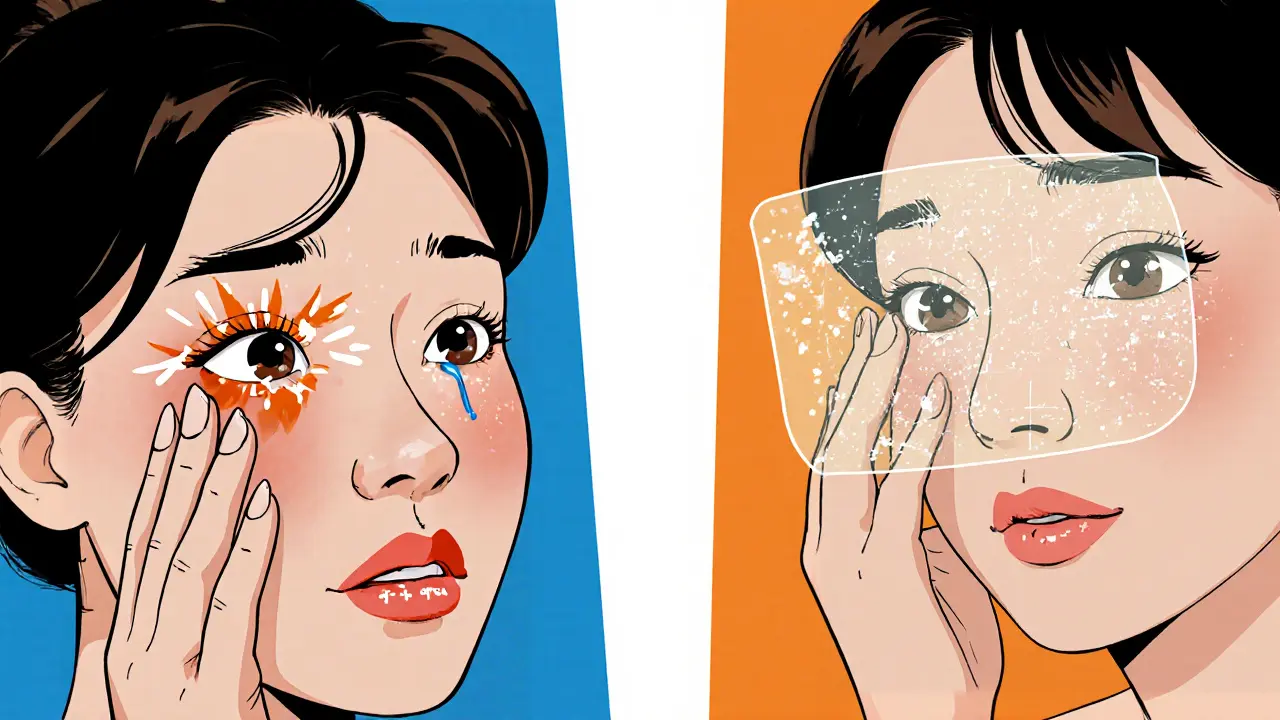 Сравнение: неправильное нанесение солнцезащитного крема вызывает раздражение, правильное — защищает.