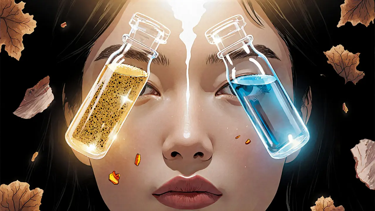 Две волшебные сыворотки — арбутин и койевая кислота — сливаются, унося пигментацию с кожи.