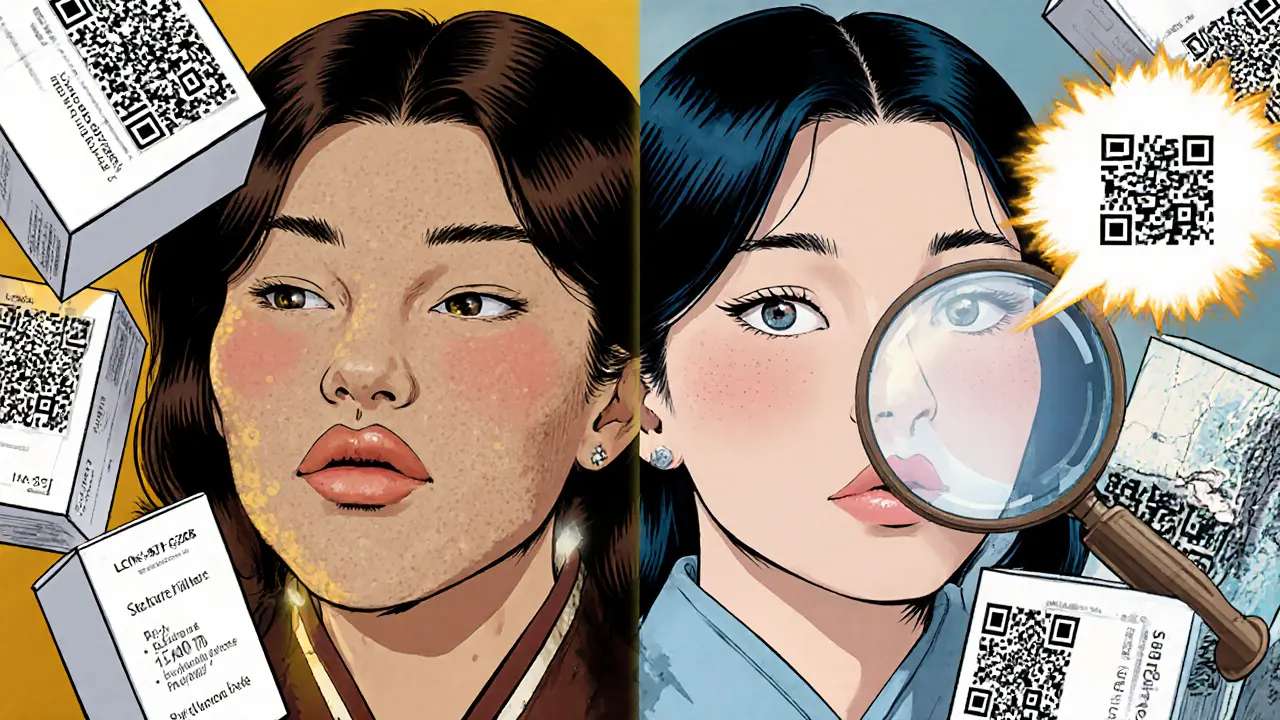 Сравнение: естественные губы с сертифицированным филлером и искажённые — от подделки.