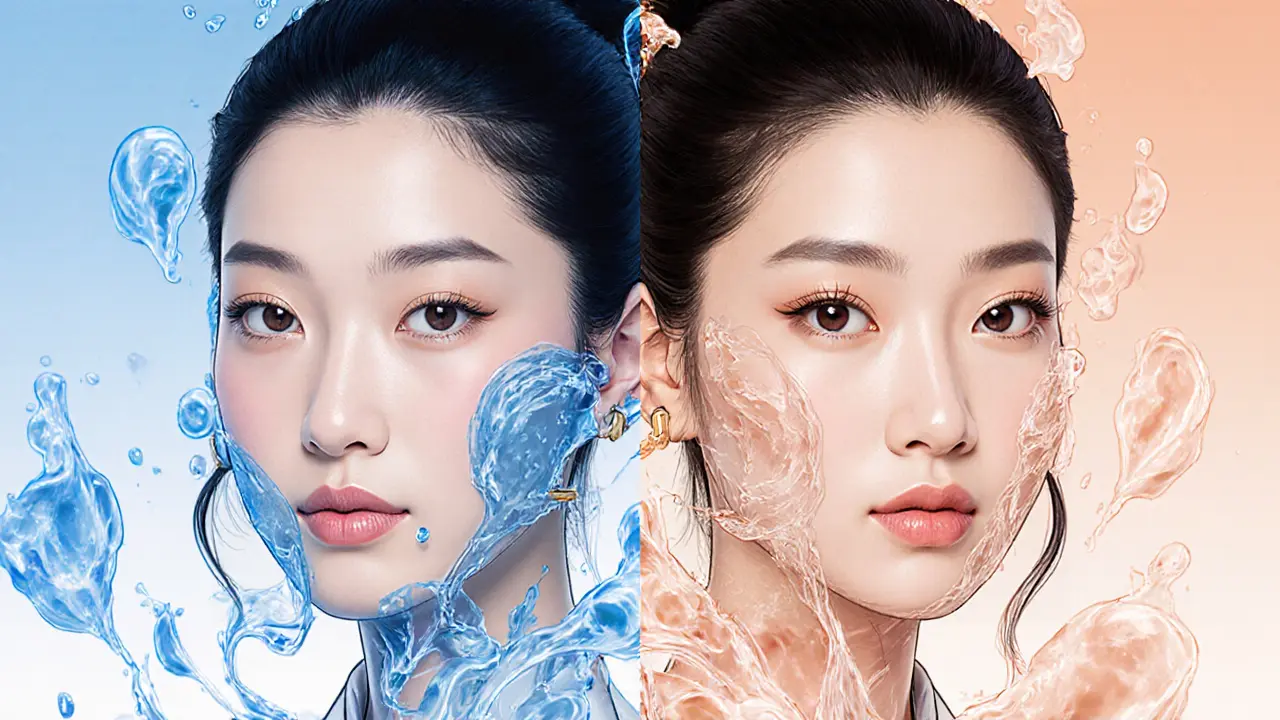 Сравнение впалых щек и улучшенного овала лица с помощью плотных наполнителей в маньхуа стиле.