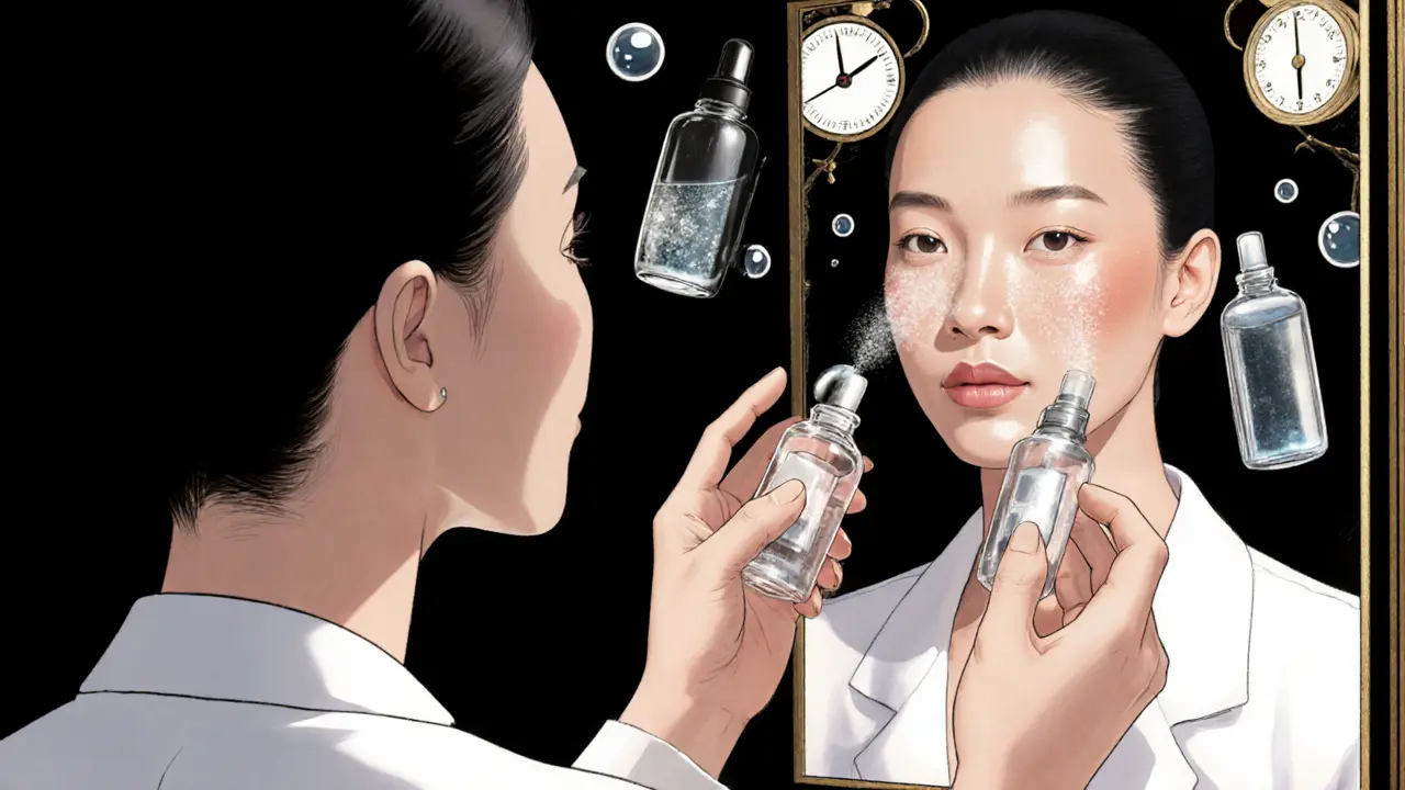 Врач вводит два разных препарата, а в зеркале видна трансформация кожи: увлажнение и контурная коррекция.