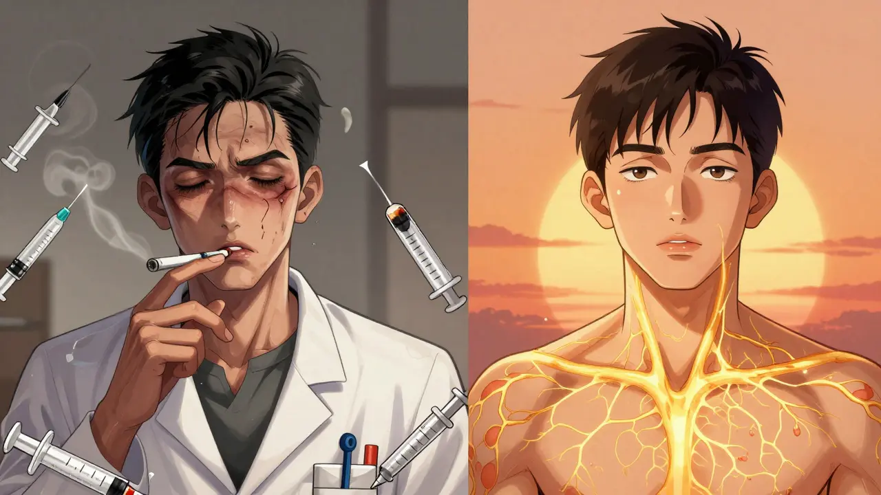 Сравнение: курящая с повреждённой кожей и некурящая с здоровой, сияющей кожей после процедуры.