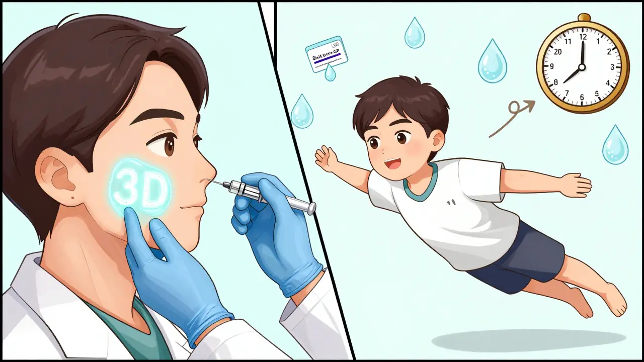 Сравнение инъекции филлера с помощью канюли и его смещения в самолете под воздействием давления.