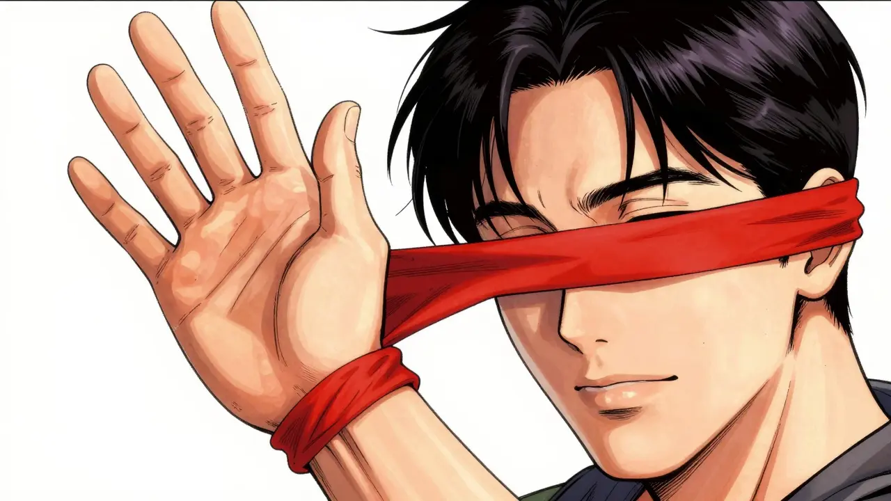 Резинка на запястье останавливает прикосновение к лицу.