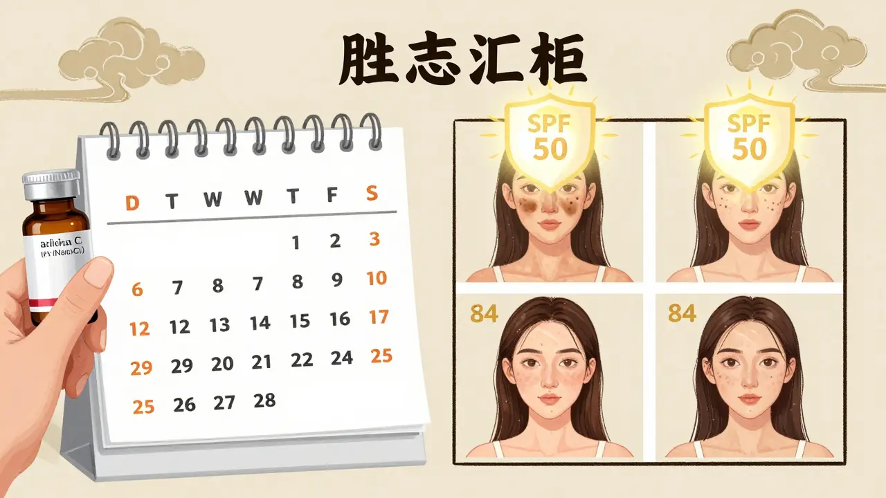 Преображение кожи за 84 дня: три этапа улучшения пигментации под защитой SPF.