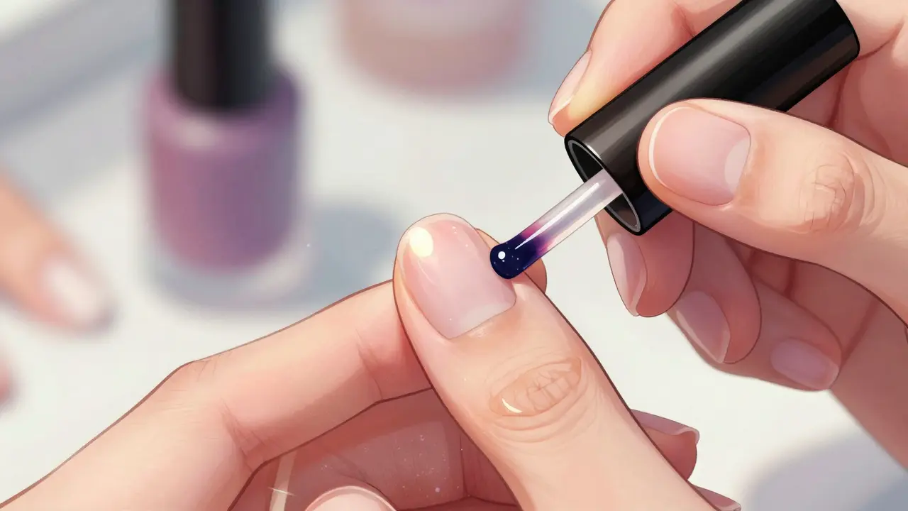 Нанесение глянцевого топа на ногти с зеркальным блеском в стиле маньхуа