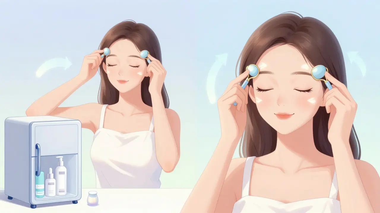 Процесс правильного массажа зоны вокруг глаз в стиле маньхуа