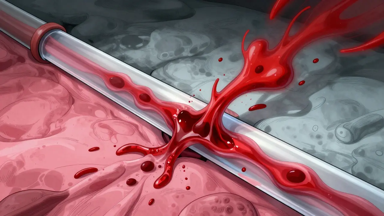 Схематичное изображение окклюзии сосуда филлером в стиле маньхуа