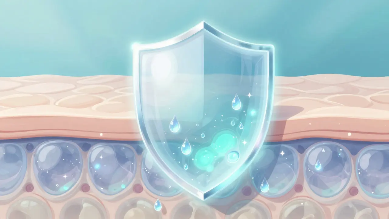 Схематичное изображение защитного барьера кожи и увлажнения в стиле маньхуа