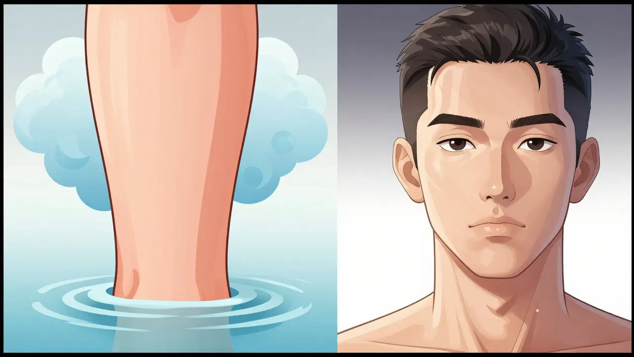 Сравнение состояния кожи при отеках и в идеальном состоянии