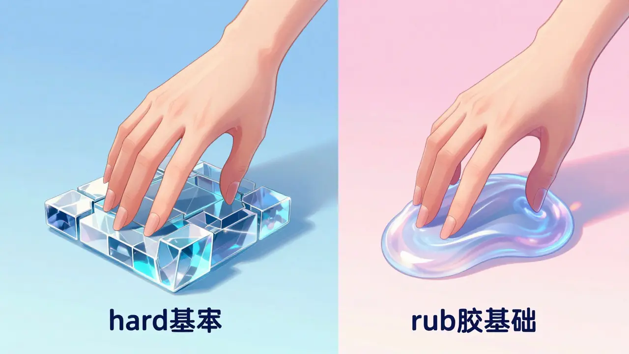 Сравнение жесткой и эластичной базы для ногтей в стиле маньхуа