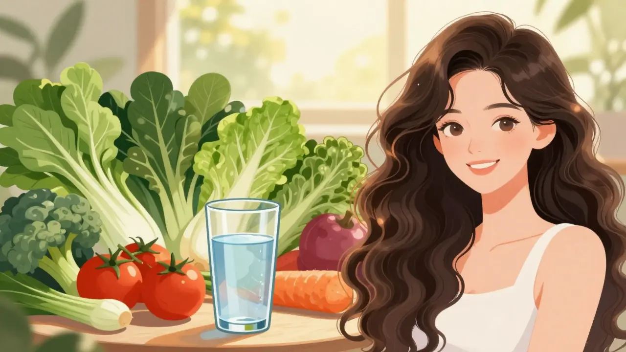 Здоровое питание и результат в виде пышных, чистых волос