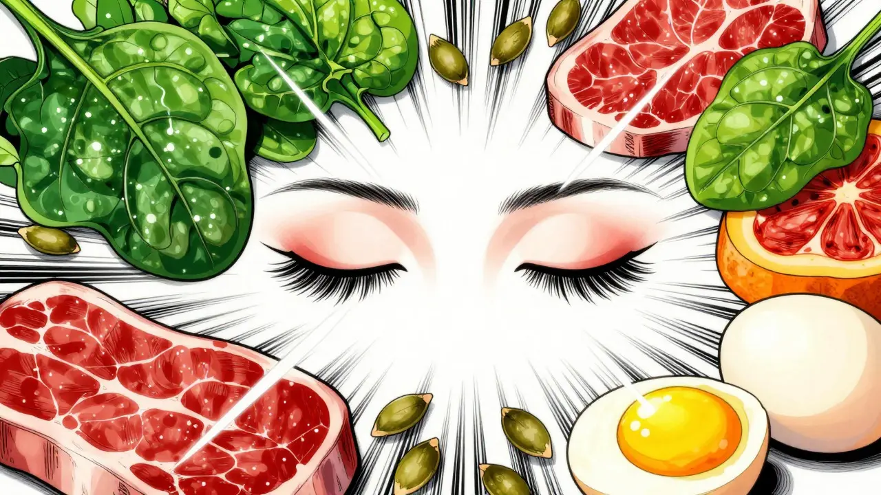 Продукты питания для укрепления ресниц в комикс-стиле